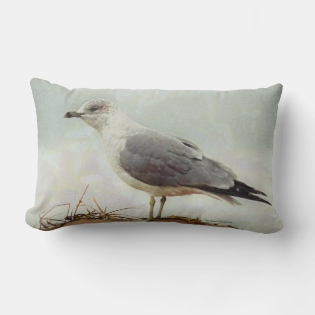 Seagull Bird Throw Lumbar Pillow (Front)