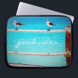 Seagull Birds Turquoise Ocean Photo Good Vibes Laptop Sleeve<br><div class="desc">There’s good vibes all around whenever you use this playful photography neoprene laptop sleeve of happy, white and grey seagulls relaxing on a rope fence set against the turquoise ocean. This sleeve comes in three sizes: 15", 13", and 10”. Makes a great gift for someone special! You can easily personalise...</div>