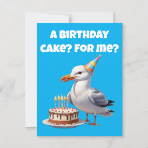 Seagull Birthday Surprise – Cake Not Safe! Postcard
