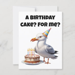 Seagull Birthday Surprise – Cake Not Safe! Postcard