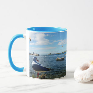 Seagull, Boats And The Ocean, Mug