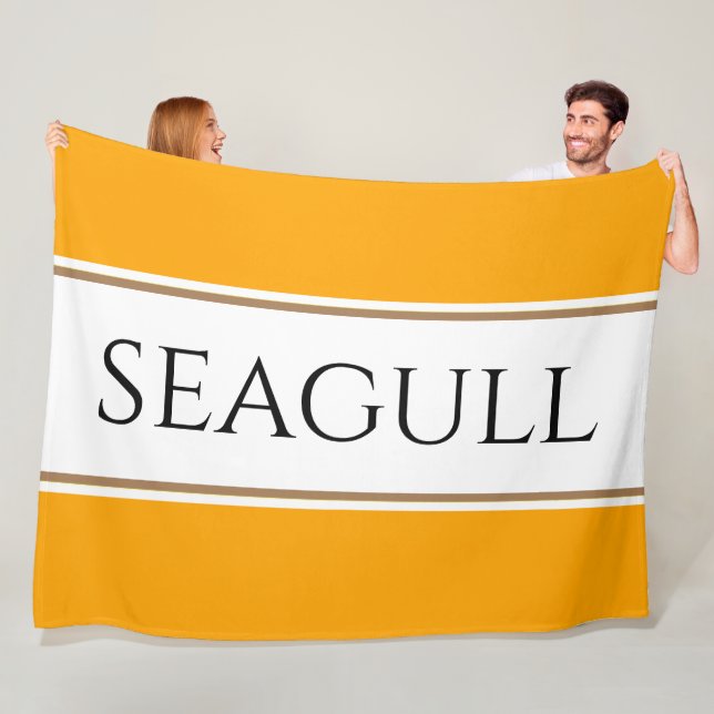 SEAGULL Bright Orange Yellow White Racing Stripes Fleece Blanket (In Situ)