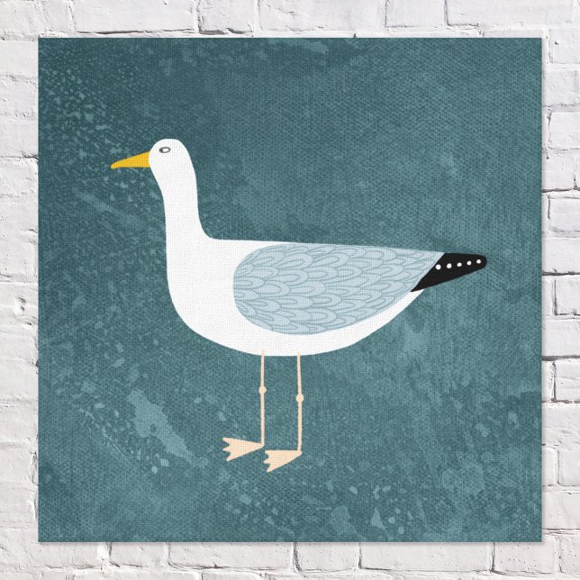 Seagull Canvas Print (Fun seagull painting by Nic Squirrell)