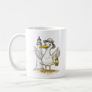 Seagull Comic Lighthouse Lantern Coffee Mug