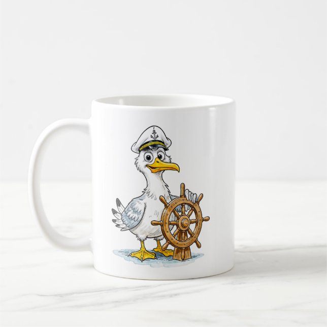 Seagull Comic Ship Captain Coffee Mug (Left)