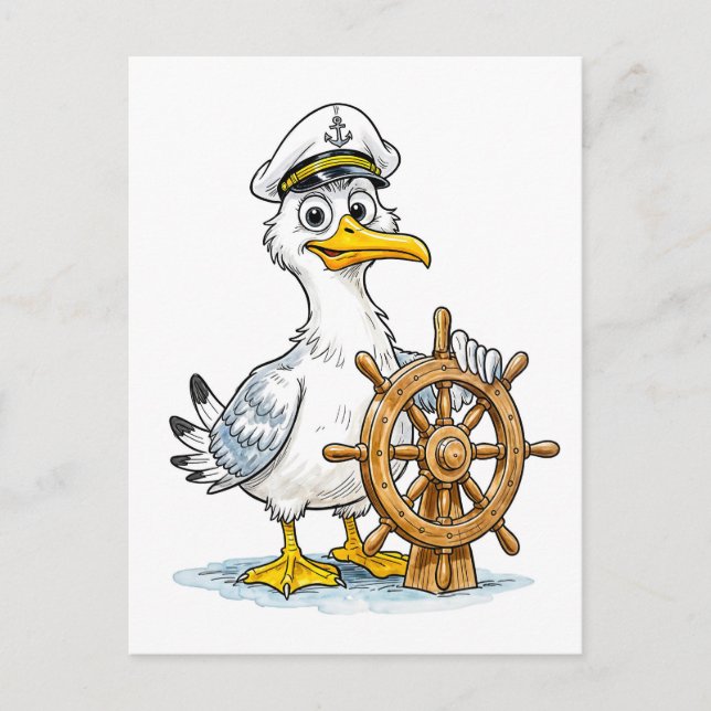 Seagull Comic Ship Captain Postcard (Front)