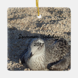 Seagull Enjoying The Sun Summer Photography Ceramic Ornament