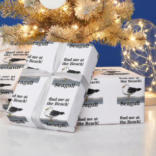 Seagull Find Me At The Beach Funny Bird Wrapping Paper