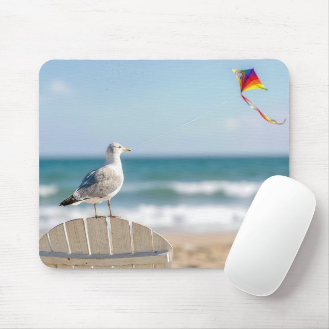 Seagull Flying a Kite Mouse Pad (With Mouse)