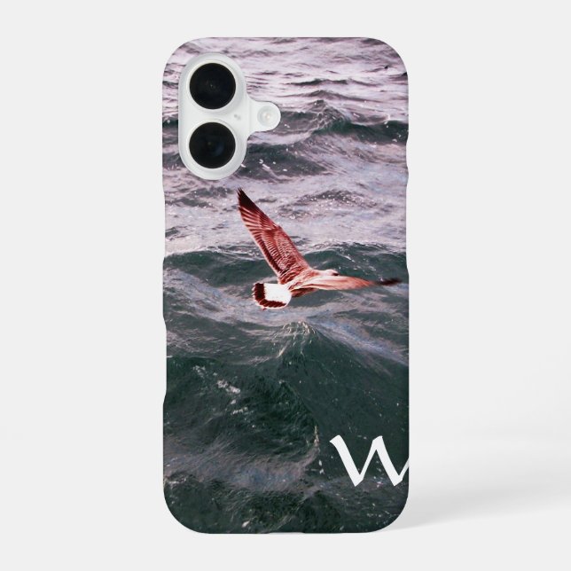 SEAGULL FLYING OVER THE WAVES MONOGRAM iPhone 16 CASE (Back)