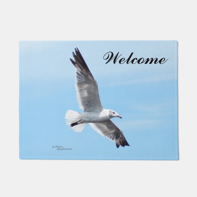 Seagull flying Welcome Doormat (Front)