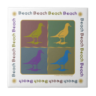Seagull Graphic Pop Art Style Ceramic Tile
