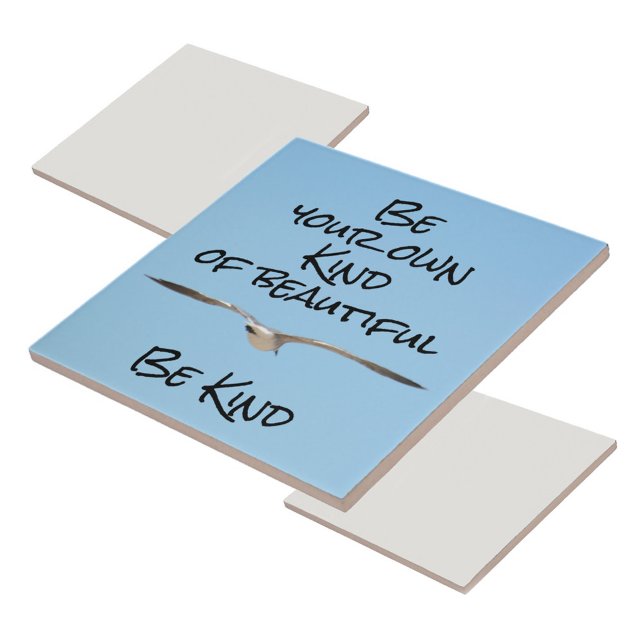 Seagull in Flight Beautiful Be kind Ceramic Tile (Creator Uploaded)
