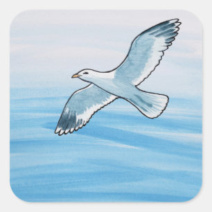 Seagull in Flight Square Sticker
