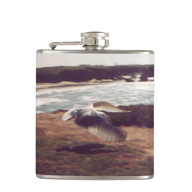Seagull in Flight Vinyl Wrapped Flask (Front)