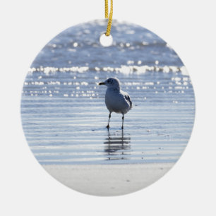 Seagull in Ocean Photo Ornament 