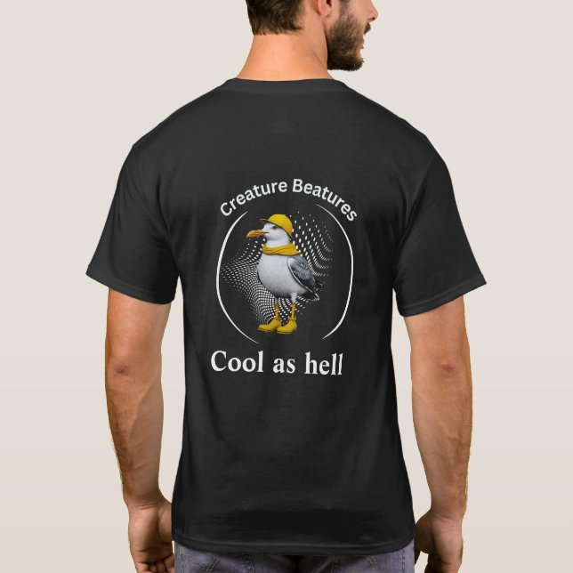 Seagull in Yellow Boots | Coastal Beach Humour T-Shirt (Back)