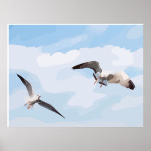 Seagull is flying in the sky poster