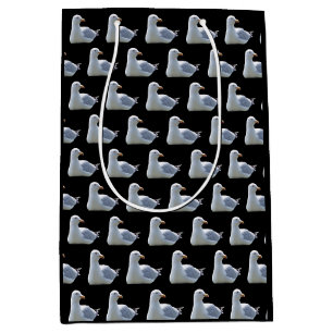 Seagull Laying Down Black Medium Gift Bag