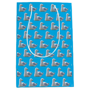 Seagull Laying Down Blue Medium Gift Bag