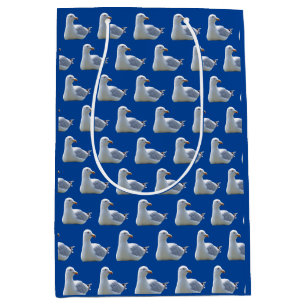 Seagull Laying Down Navy Blue Medium Gift Bag