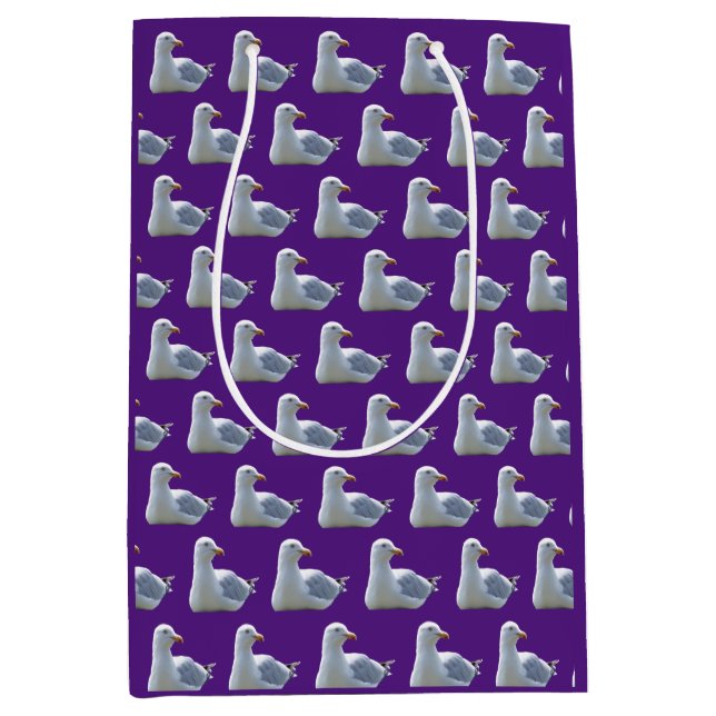 Seagull Laying Down Purple Medium Gift Bag (Front)