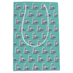Seagull Laying Down Teal Medium Gift Bag