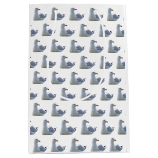 Seagull Laying Down White Medium Gift Bag