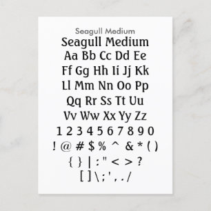 Seagull Medium - Zazzle Font Sample Sheet Postcard