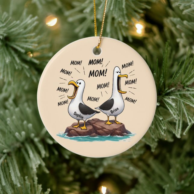 Seagull Mum Funny Personalised Ceramic Ornament (Tree)