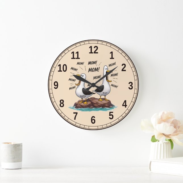 Seagull Mum Funny Personalised Large Clock (Home)