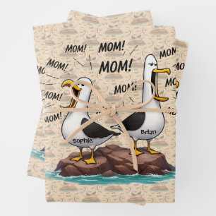 Seagull Mum Funny Personalised Wrapping Paper Sheet