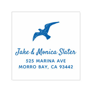 Seagull Nautical Blue Return Address Self-inking Stamp