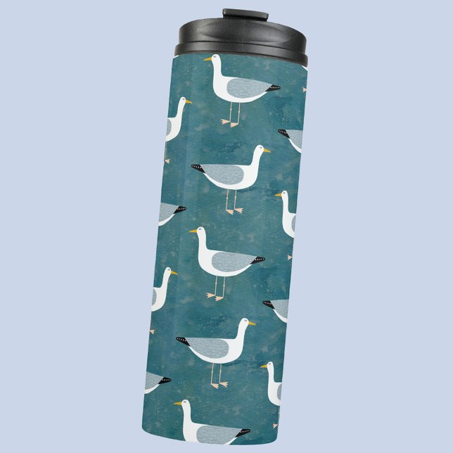 Seagull Nautical Thermal Tumbler (Seagull costal bird pattern thermal tumbler)