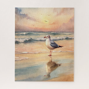 Seagull on a Beach Jigsaw Puzzle