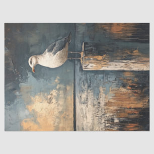 Seagull on a Post Oil Painting Art Decoupage Tissue Paper