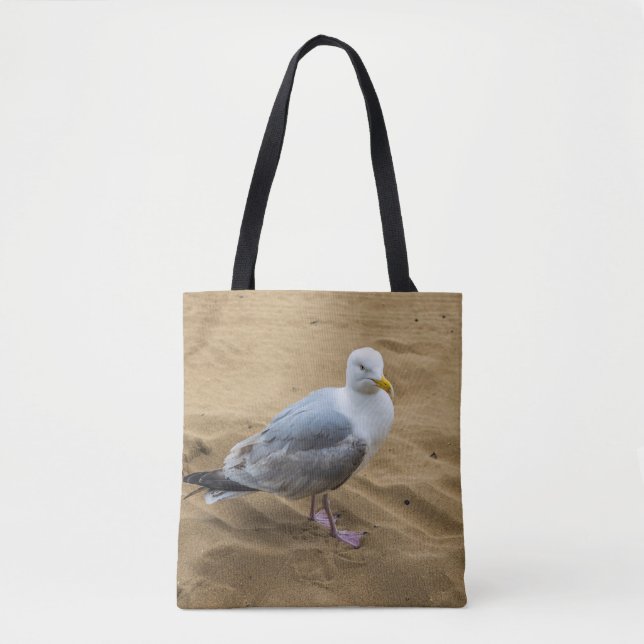 Seagull on a sandy beach Tote Bag (Front)