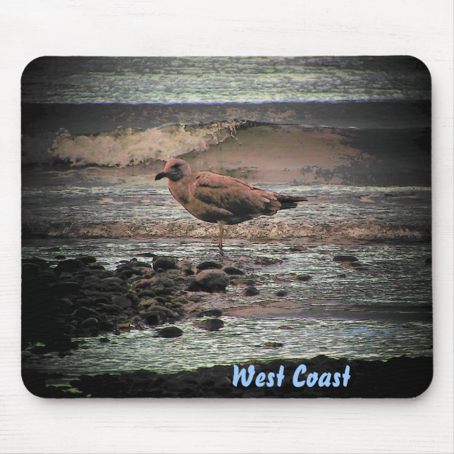Seagull on a West Coast Beach Mouse Pad (Front)