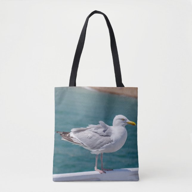Seagull on railings Tote Bag (Front)