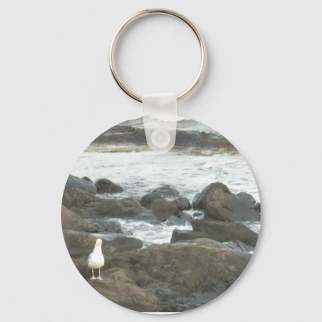 Seagull on rocks key ring (Front)