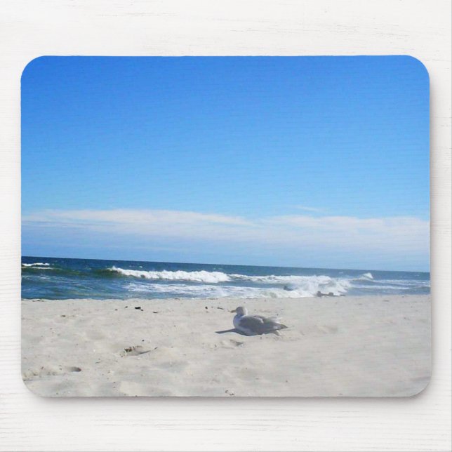 Seagull on the Beach Jersey Shore Ocean Mouse Pad (Front)