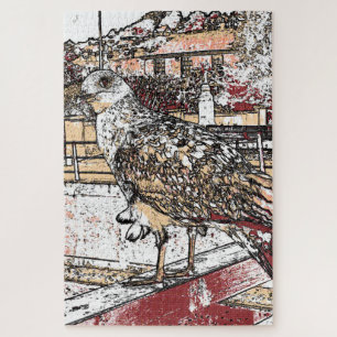 Seagull on the bridge in Hythe Jigsaw Puzzle