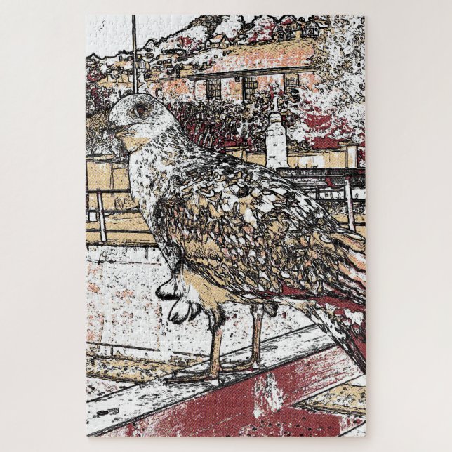 Seagull on the bridge in Hythe Jigsaw Puzzle (Vertical)