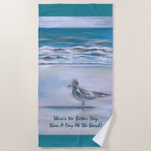 Seagull on the Shore Pastel Art Beach Towel