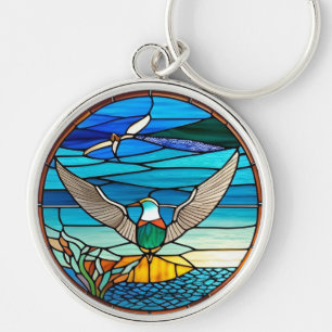 Seagull Over Ocean Key Ring