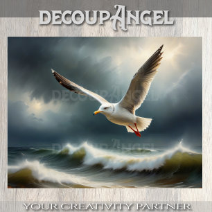 Seagull Over Stormy Seas Decoupage Tissue Paper