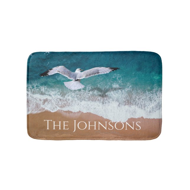Seagull over the Sea Shore Bath Mat (Front)