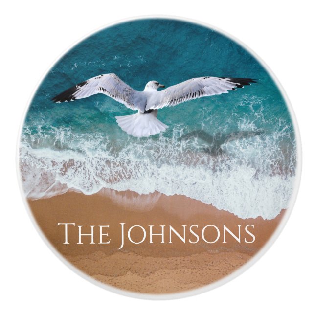 Seagull over the Sea Shore Ceramic Knob (Front)