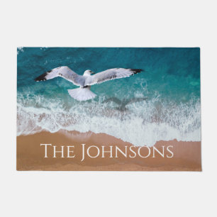 Seagull over the Sea Shore Doormat