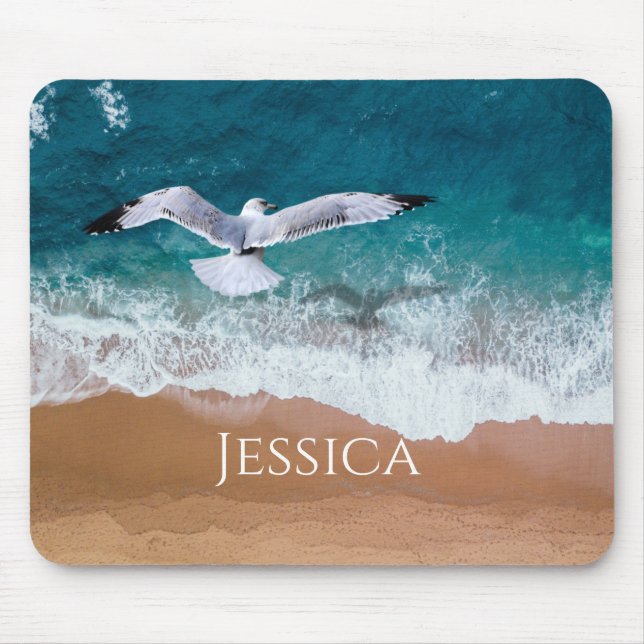 Seagull over the Sea Shore Mouse Pad (Front)